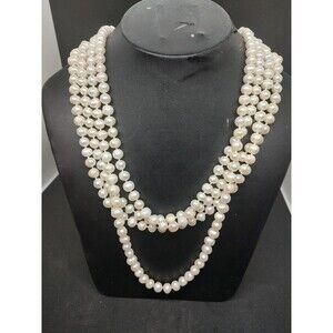 60 Inches Long Fresh Water Pearls Necklace Vintage